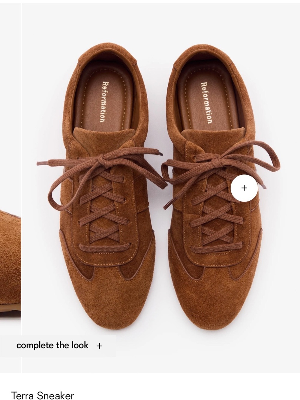 Reformation Terra Suede Lace-Up Sneakers — Chestnut Brown size 8.5 - Picture 4 of 13